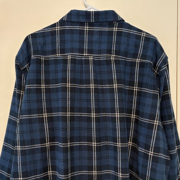 L.L. Bean Men's Blue/White Scotch Plaid Classic Flannel Button-Front Shirt XXL - Picture 5 of 9